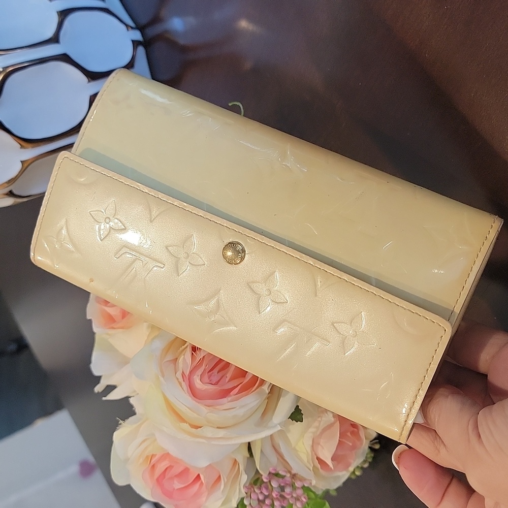 Louis Vuitton Patent Monogram Long Wallet in Pale Yellow